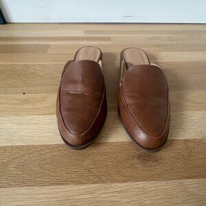 Madden Girl Brown Leather Mule Loafers, 9.5